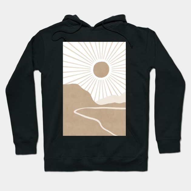 Neutral abstract sun landscape Hoodie by VectoryBelle